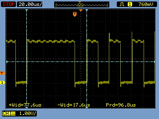 Managed code, low pulse 17.6 μs, high pulse 77.6 μs.