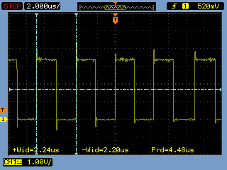 Native code, low pulse 2.20 μs, high pulse 2.24 μs.