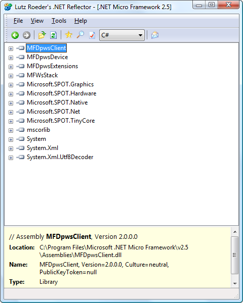 .NET Micro Framework 2.5 assemblies loaded